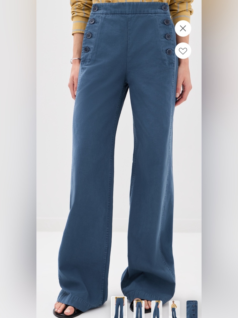 Nili Lotan High-Waist Wide-Leg Pants in Slate Blue